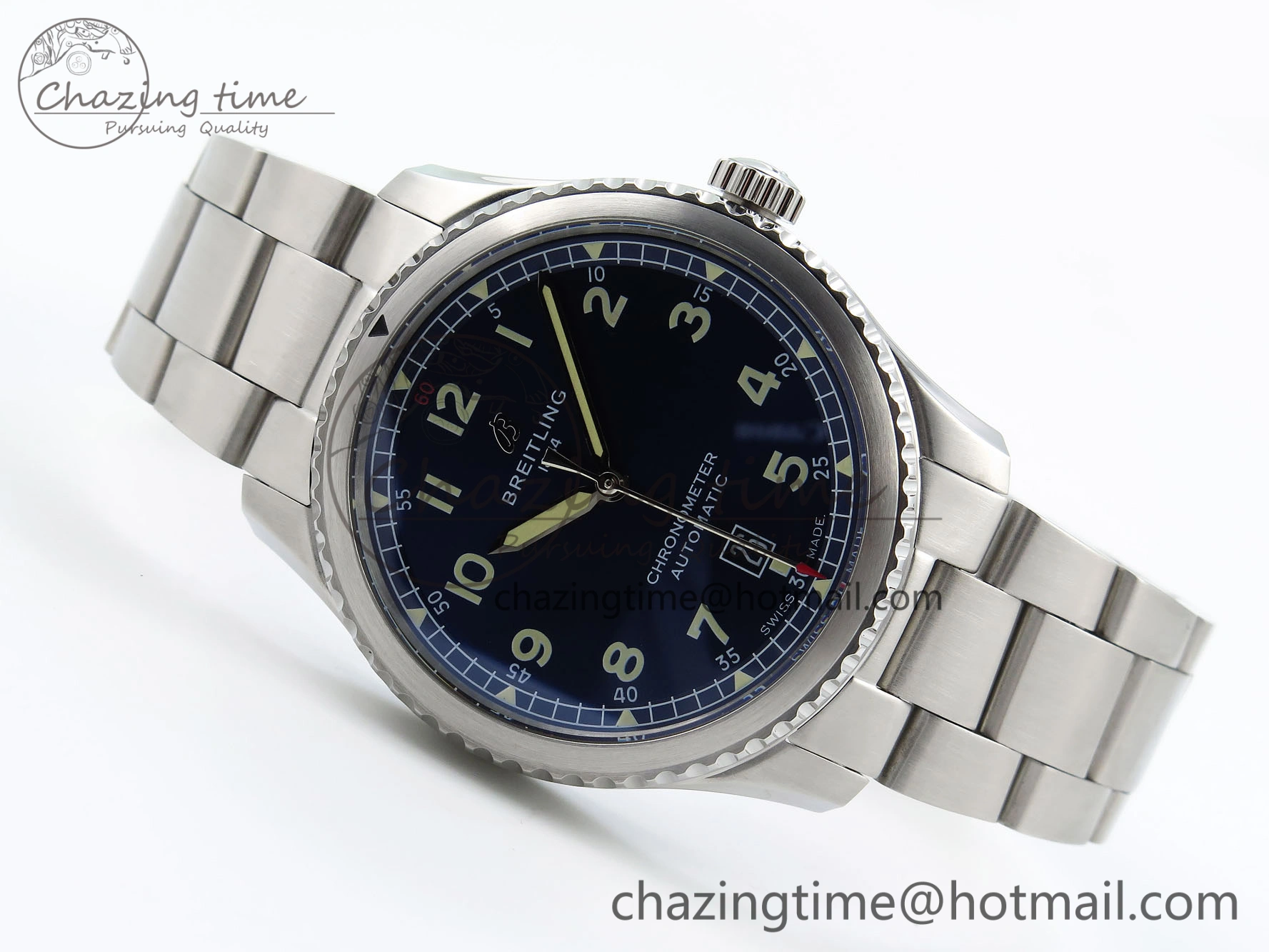 Navitimer 8 Automatic 41mm SS TF 1:1 Best Edition Blue Dial on SS Bracelet A2824