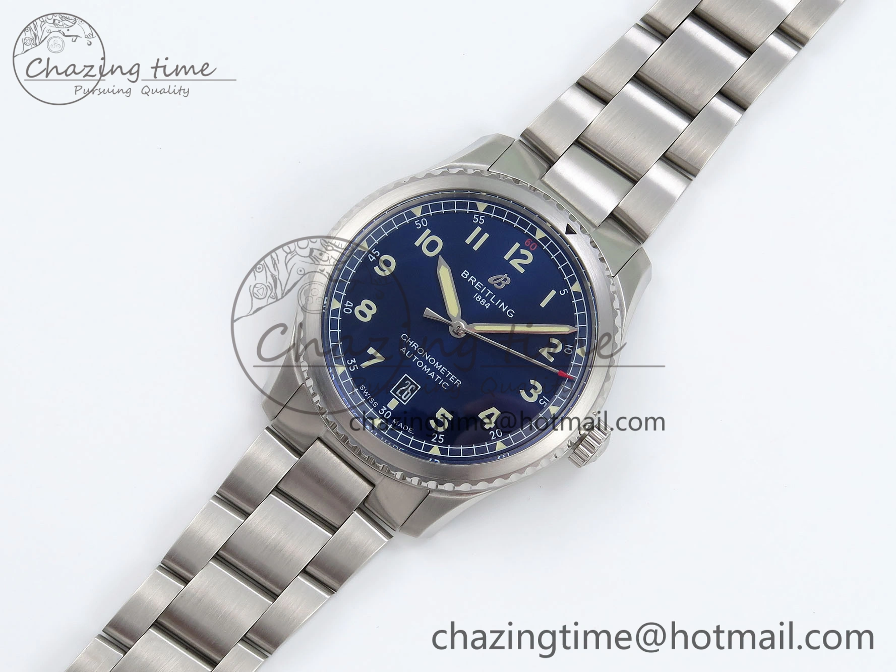 Navitimer 8 Automatic 41mm SS TF 1:1 Best Edition Blue Dial on SS Bracelet A2824