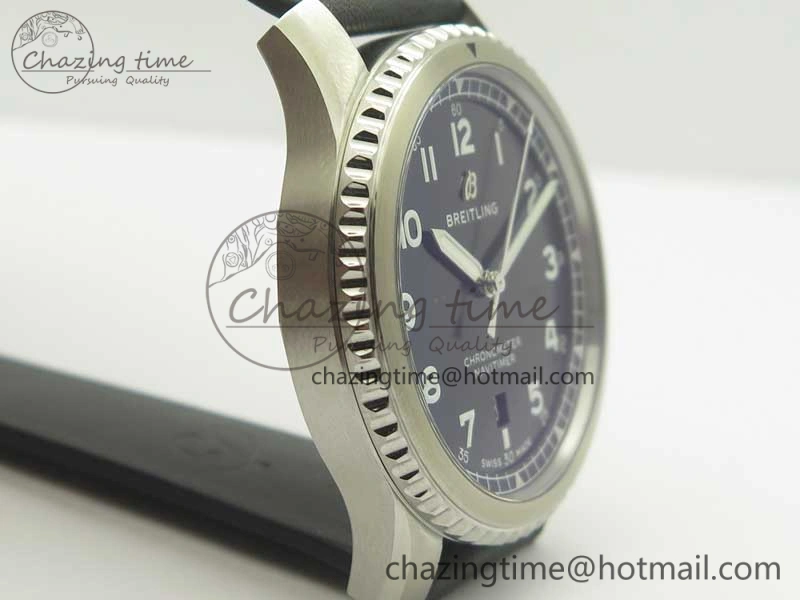Navitimer 8 Automatic 41mm ZF 1:1 Best Edition Black Dial on Black Leather Strap A2824
