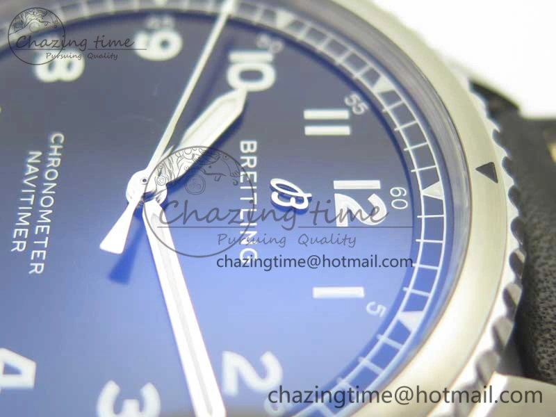 Navitimer 8 Automatic 41mm ZF 1:1 Best Edition Black Dial on Black Leather Strap A2824
