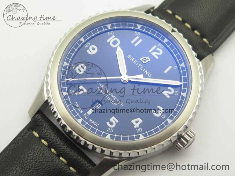 Navitimer 8 Automatic 41mm ZF 1:1 Best Edition Black Dial on Black Leather Strap A2824
