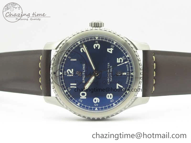 Navitimer 8 Automatic 41mm ZF 1:1 Best Edition Blue Dial on Brown Leather Strap A2824