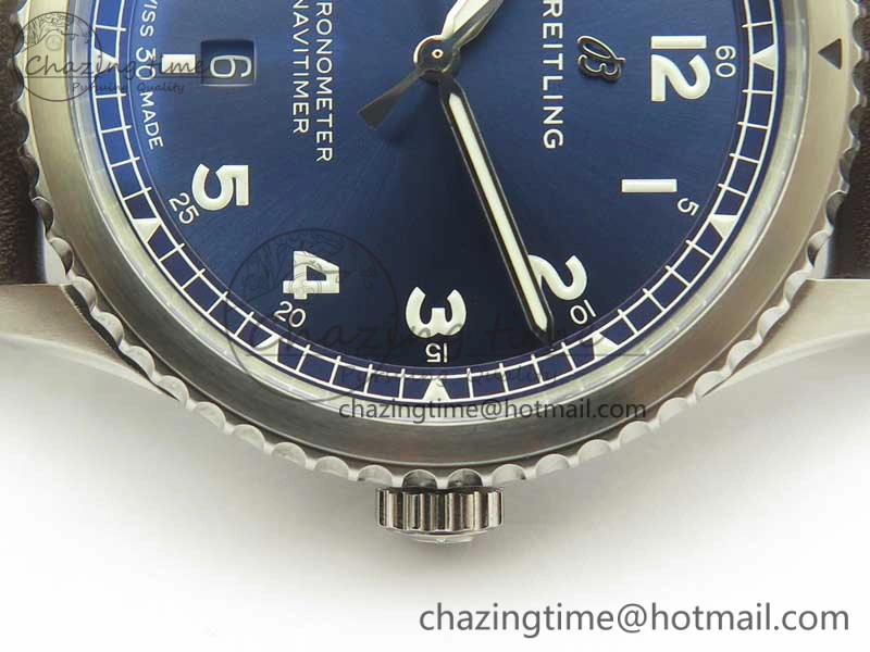 Navitimer 8 Automatic 41mm ZF 1:1 Best Edition Blue Dial on Brown Leather Strap A2824