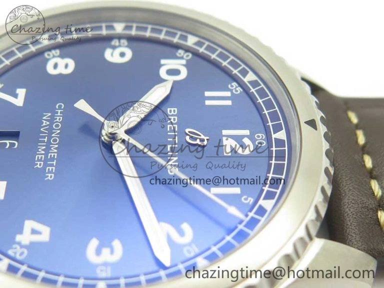 Navitimer 8 Automatic 41mm ZF 1:1 Best Edition Blue Dial on Brown Leather Strap A2824