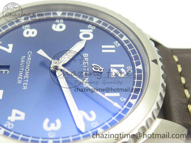 Navitimer 8 Automatic 41mm ZF 1:1 Best Edition Blue Dial on Brown Leather Strap A2824