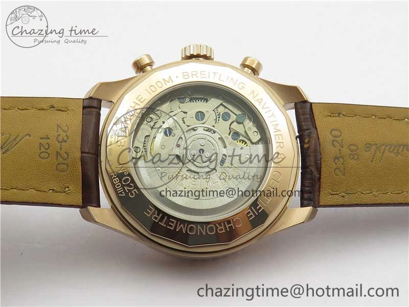 Navitimer 8 B01 Chrono 43mm RG Best Edition Brown Dial on Leather Strap A7750