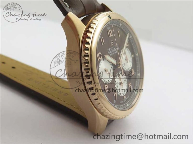 Navitimer 8 B01 Chrono 43mm RG Best Edition Brown Dial on Leather Strap A7750