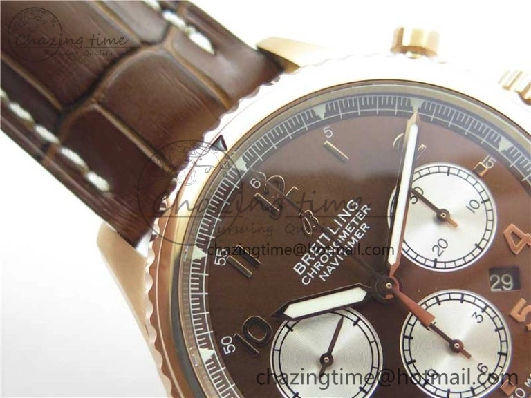 Navitimer 8 B01 Chrono 43mm RG Best Edition Brown Dial on Leather Strap A7750