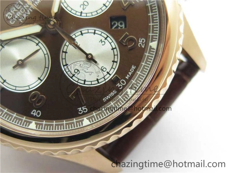 Navitimer 8 B01 Chrono 43mm RG Best Edition Brown Dial on Leather Strap A7750