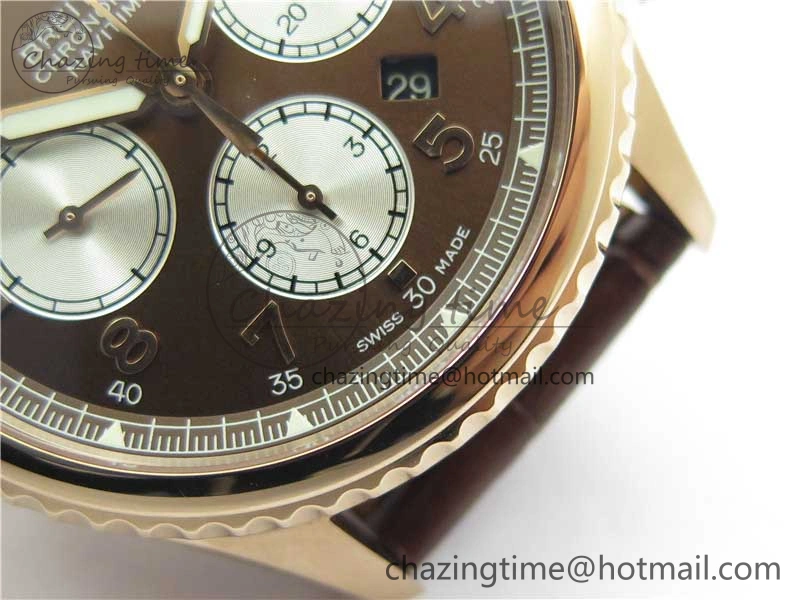 Navitimer 8 B01 Chrono 43mm RG Best Edition Brown Dial on Leather Strap A7750