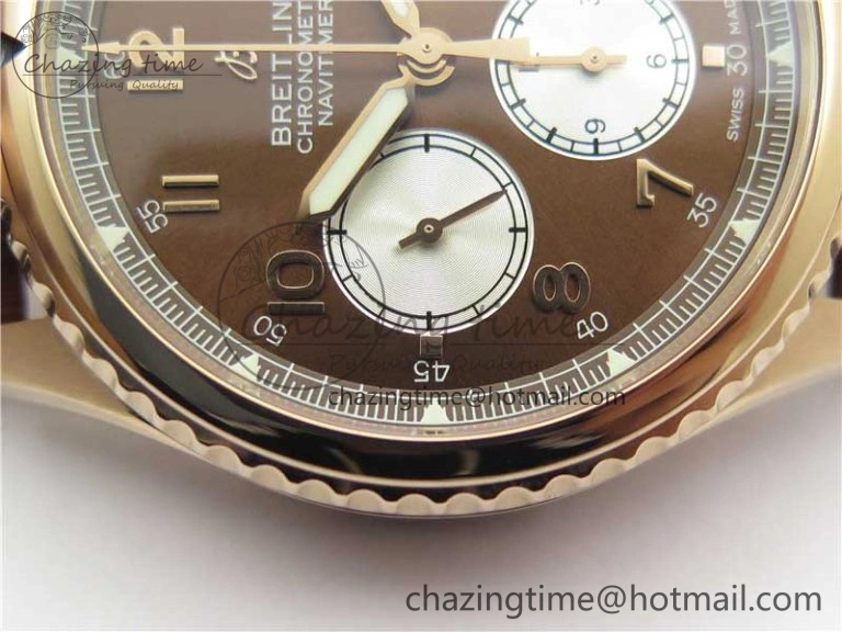 Navitimer 8 B01 Chrono 43mm RG Best Edition Brown Dial on Leather Strap A7750