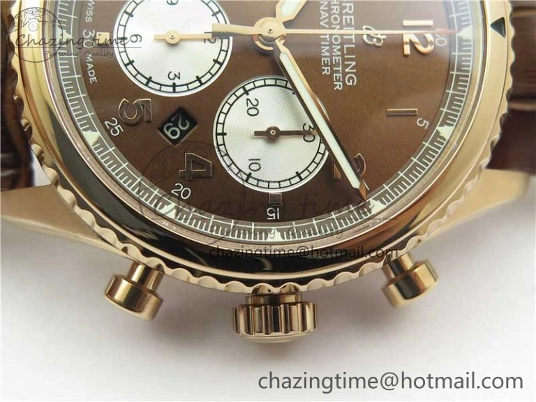 Navitimer 8 B01 Chrono 43mm RG Best Edition Brown Dial on Leather Strap A7750