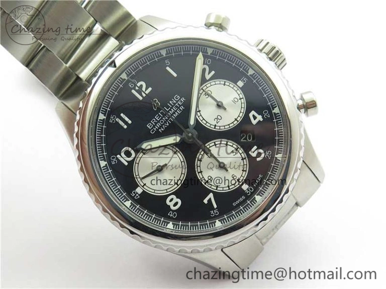 Navitimer 8 B01 Chrono 43mm SS Best Edition Black Dial on SS Bracelet A7750