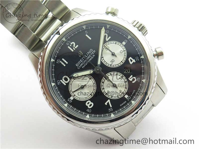 Navitimer 8 B01 Chrono 43mm SS Best Edition Black Dial on SS Bracelet A7750