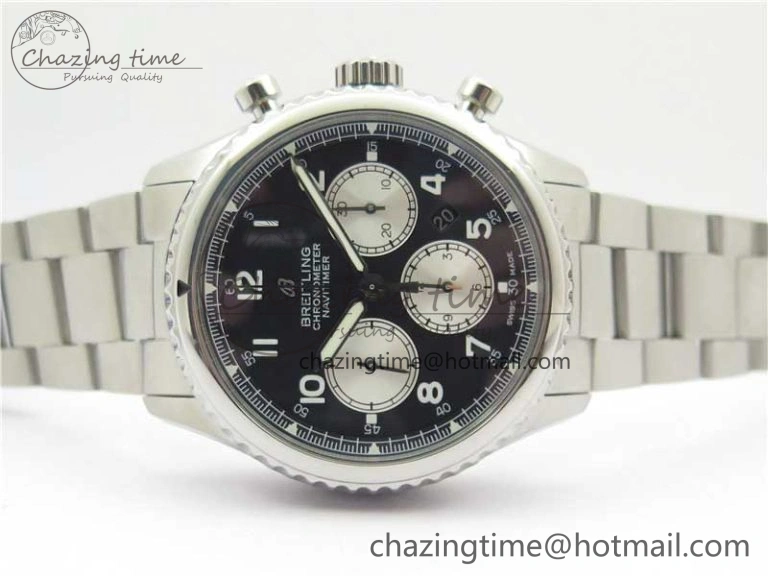 Navitimer 8 B01 Chrono 43mm SS Best Edition Black Dial on SS Bracelet A7750