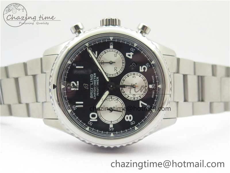 Navitimer 8 B01 Chrono 43mm SS Best Edition Black Dial on SS Bracelet A7750