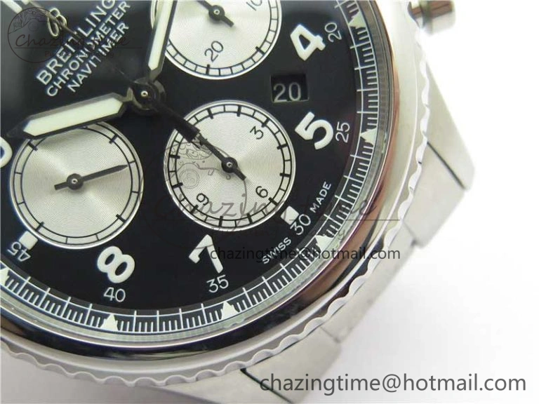 Navitimer 8 B01 Chrono 43mm SS Best Edition Black Dial on SS Bracelet A7750