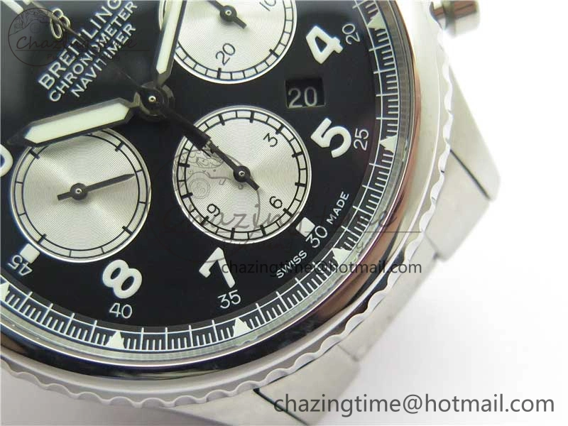 Navitimer 8 B01 Chrono 43mm SS Best Edition Black Dial on SS Bracelet A7750