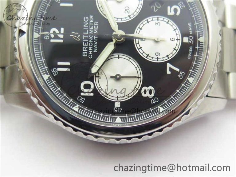 Navitimer 8 B01 Chrono 43mm SS Best Edition Black Dial on SS Bracelet A7750