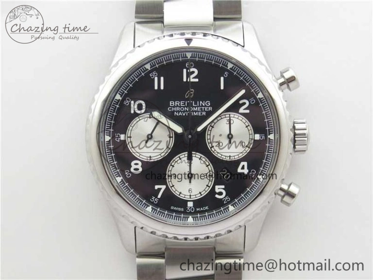 Navitimer 8 B01 Chrono 43mm SS Best Edition Black Dial on SS Bracelet A7750
