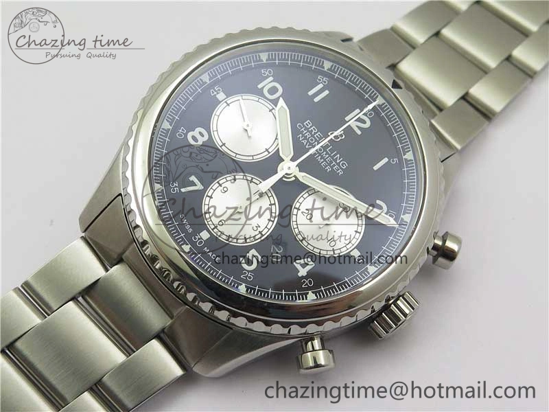 Navitimer 8 B01 Chrono 43mm SS Best Edition Black Dial on SS Bracelet A7750