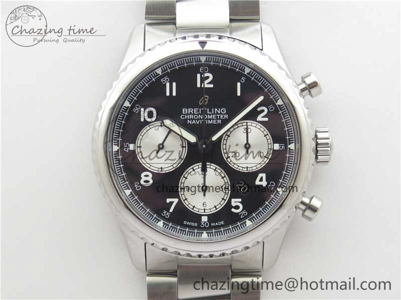 Navitimer 8 B01 Chrono 43mm SS Best Edition Black Dial on SS Bracelet A7750