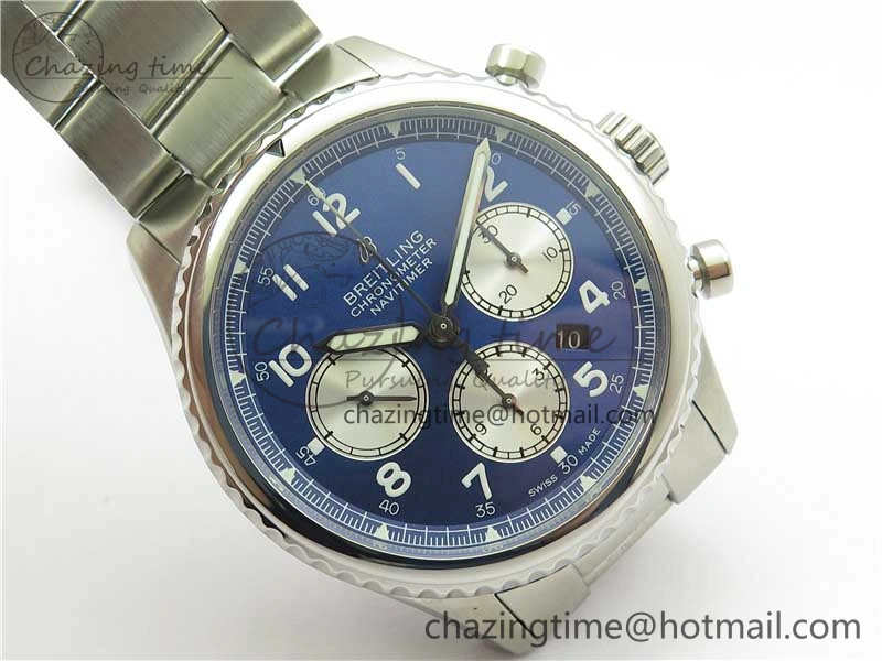 Navitimer 8 B01 Chrono 43mm SS Best Edition Blue Dial on SS Bracelet A7750