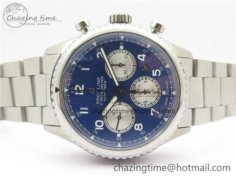 Navitimer 8 B01 Chrono 43mm SS Best Edition Blue Dial on SS Bracelet A7750