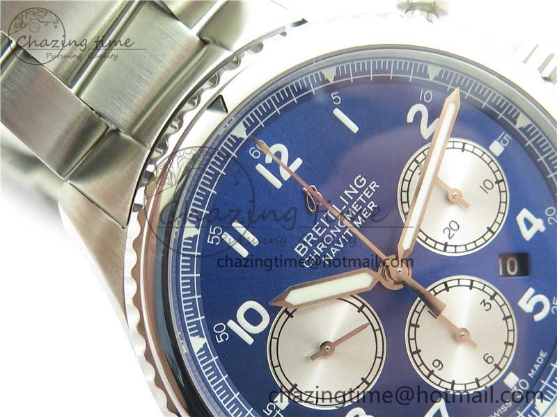 Navitimer 8 B01 Chrono 43mm SS Best Edition Blue Dial on SS Bracelet A7750