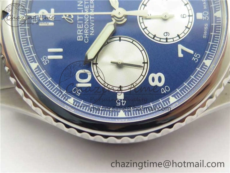 Navitimer 8 B01 Chrono 43mm SS Best Edition Blue Dial on SS Bracelet A7750