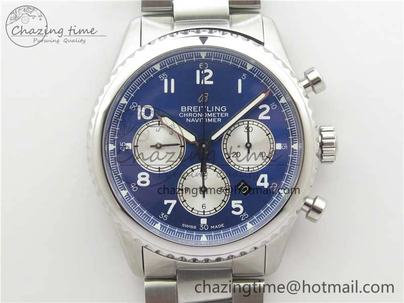 Navitimer 8 B01 Chrono 43mm SS Best Edition Blue Dial on SS Bracelet A7750