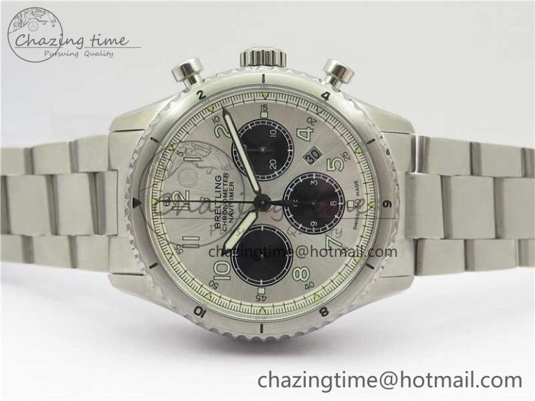 Navitimer 8 B01 Chrono 43mm SS Best Edition Silver Dial on SS Bracelet A7750