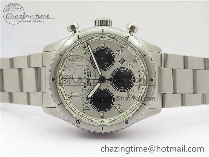 Navitimer 8 B01 Chrono 43mm SS Best Edition Silver Dial on SS Bracelet A7750