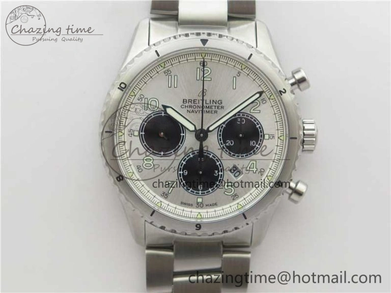 Navitimer 8 B01 Chrono 43mm SS Best Edition Silver Dial on SS Bracelet A7750