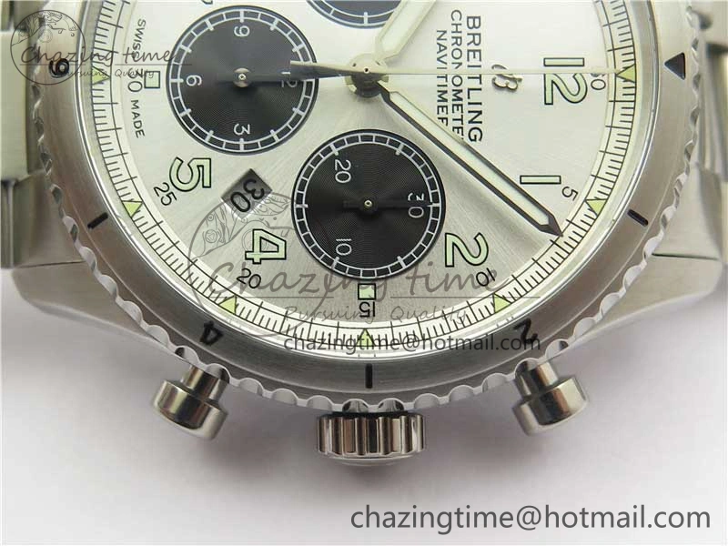 Navitimer 8 B01 Chrono 43mm SS Best Edition Silver Dial on SS Bracelet A7750