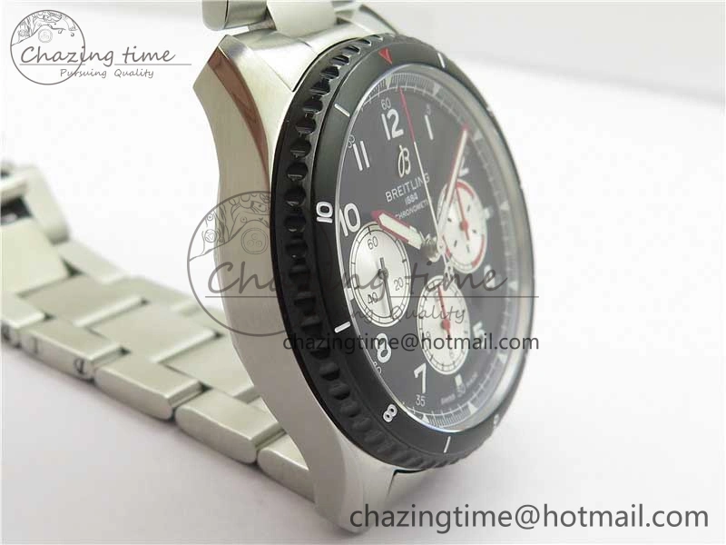 Navitimer 8 B01 Chrono 43mm SS Black Bezel Best Edition Black Dial on SS Bracelet A7750