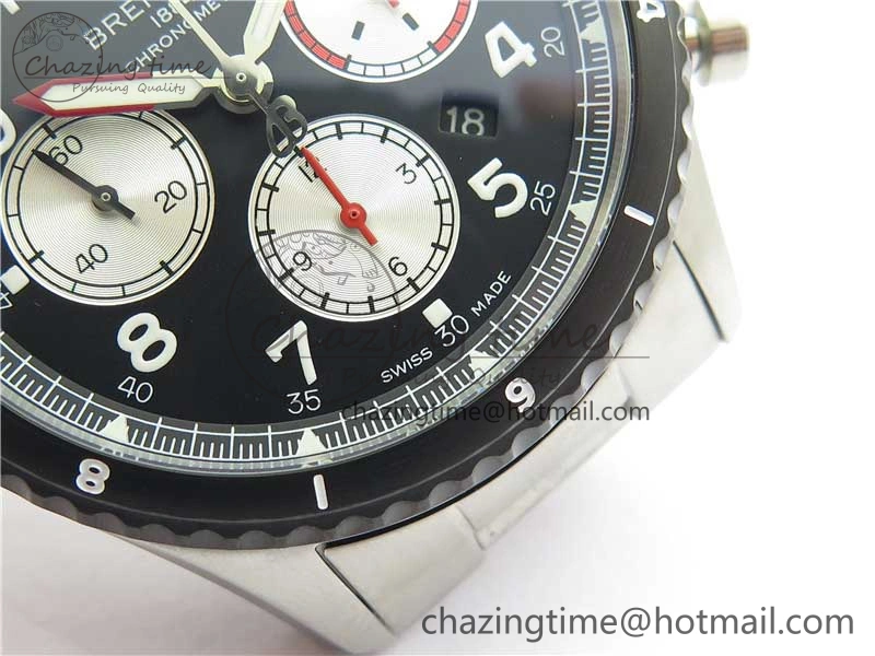 Navitimer 8 B01 Chrono 43mm SS Black Bezel Best Edition Black Dial on SS Bracelet A7750
