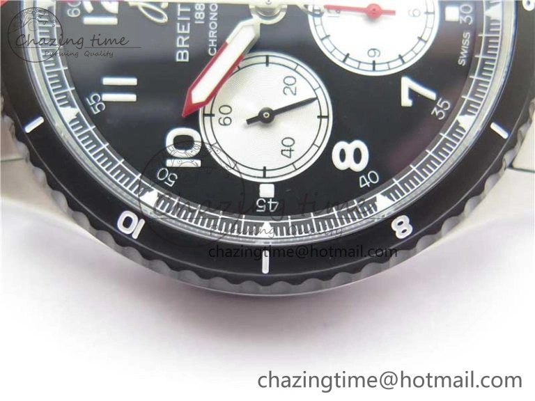 Navitimer 8 B01 Chrono 43mm SS Black Bezel Best Edition Black Dial on SS Bracelet A7750