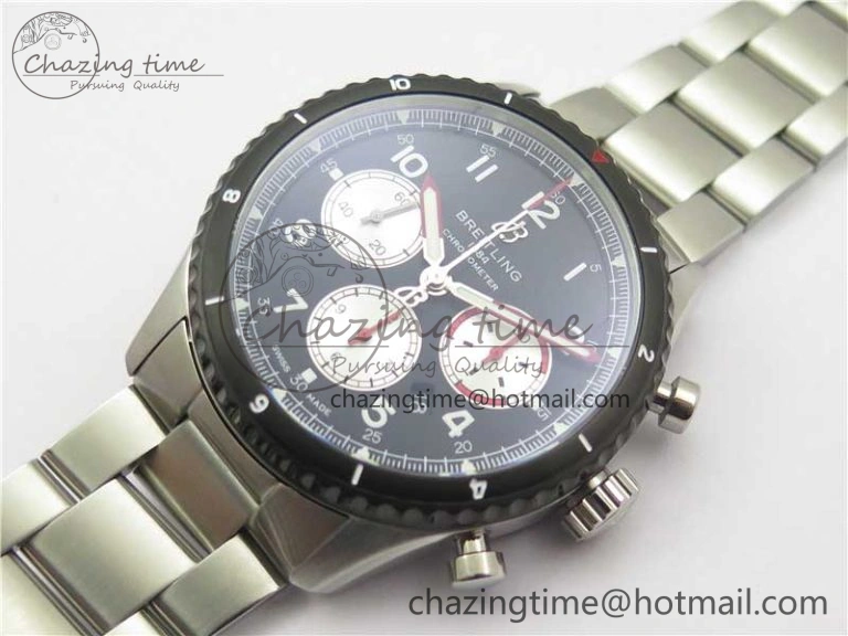 Navitimer 8 B01 Chrono 43mm SS Black Bezel Best Edition Black Dial on SS Bracelet A7750
