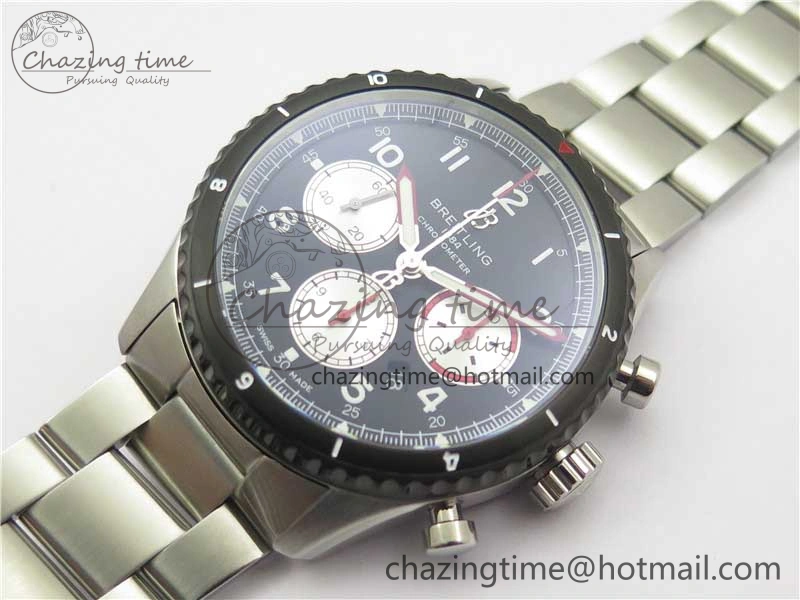 Navitimer 8 B01 Chrono 43mm SS Black Bezel Best Edition Black Dial on SS Bracelet A7750