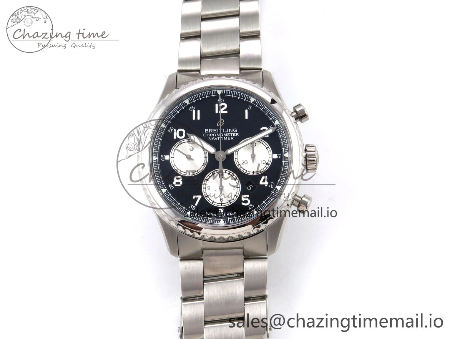Navitimer 8 B01 Chrono SS EF 1:1 Best Edition Black Dial on SS Bracelet A7750