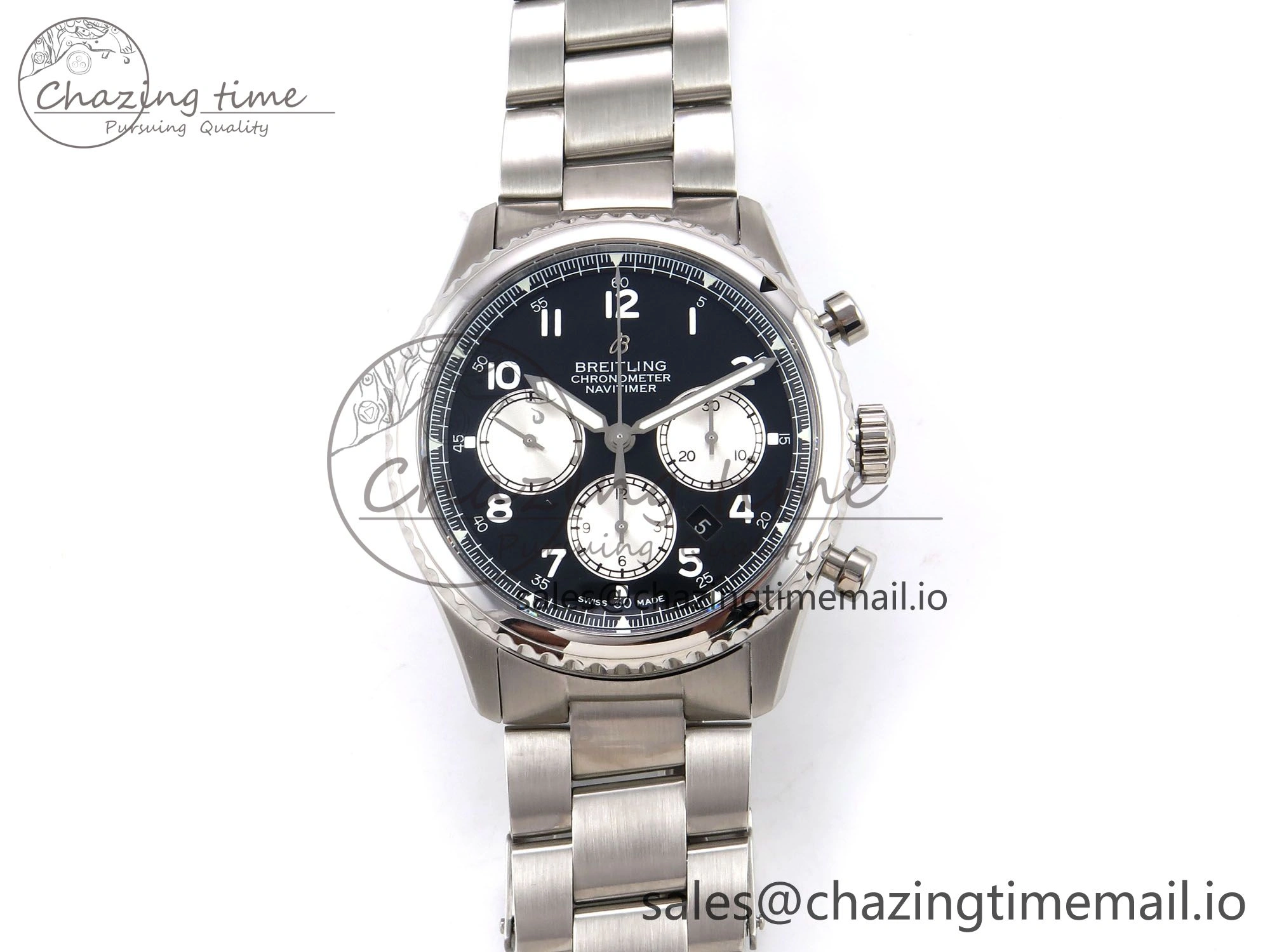 Navitimer 8 B01 Chrono SS EF 1:1 Best Edition Black Dial on SS Bracelet A7750