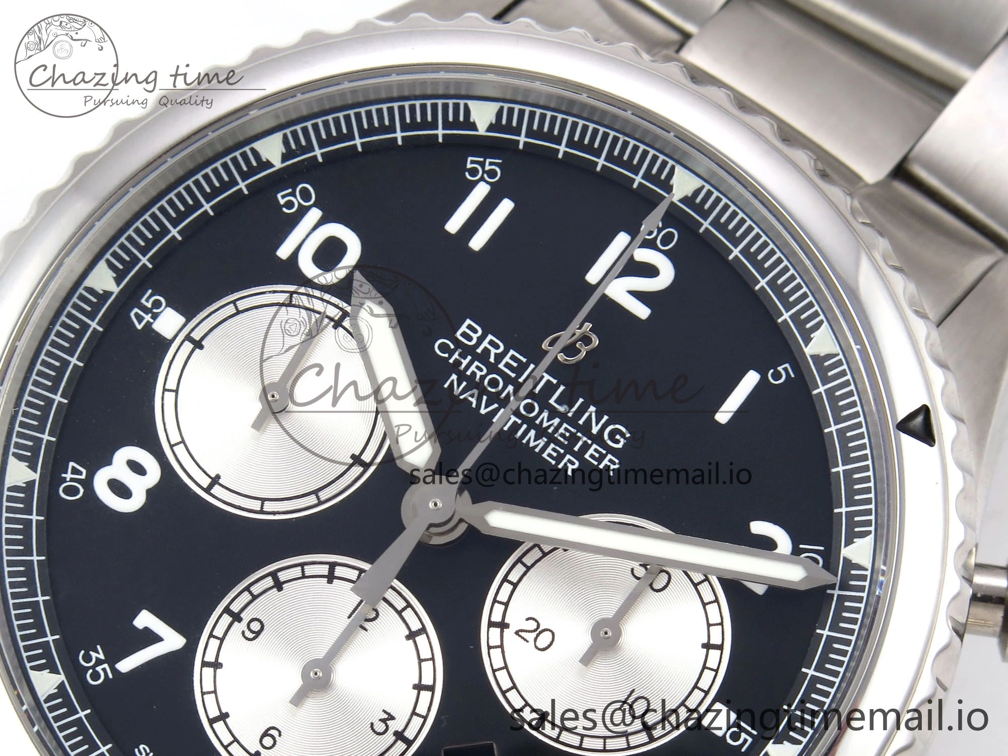Navitimer 8 B01 Chrono SS EF 1:1 Best Edition Black Dial on SS Bracelet A7750