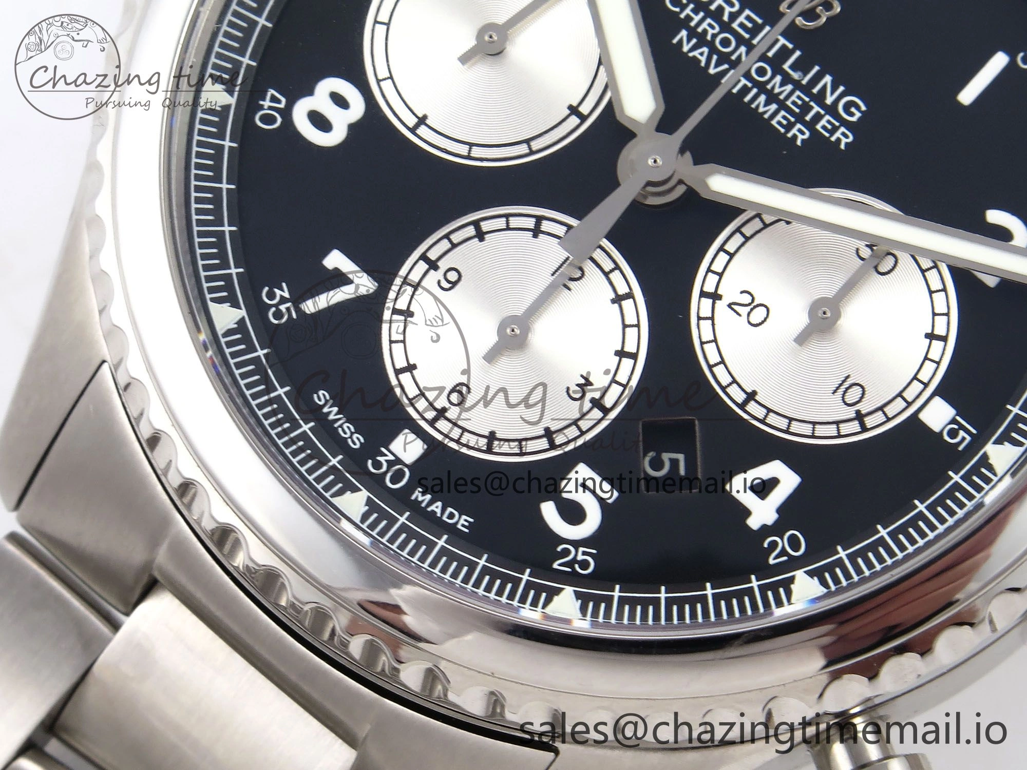 Navitimer 8 B01 Chrono SS EF 1:1 Best Edition Black Dial on SS Bracelet A7750