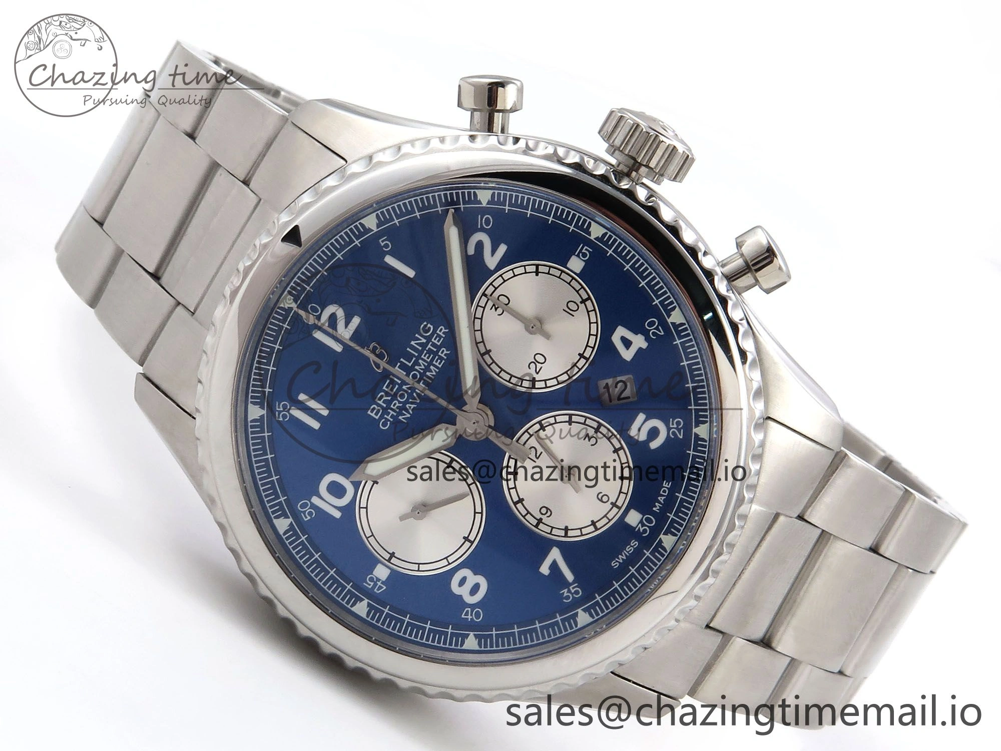 Navitimer 8 B01 Chrono SS EF 1:1 Best Edition Blue Dial on SS Bracelet A7750