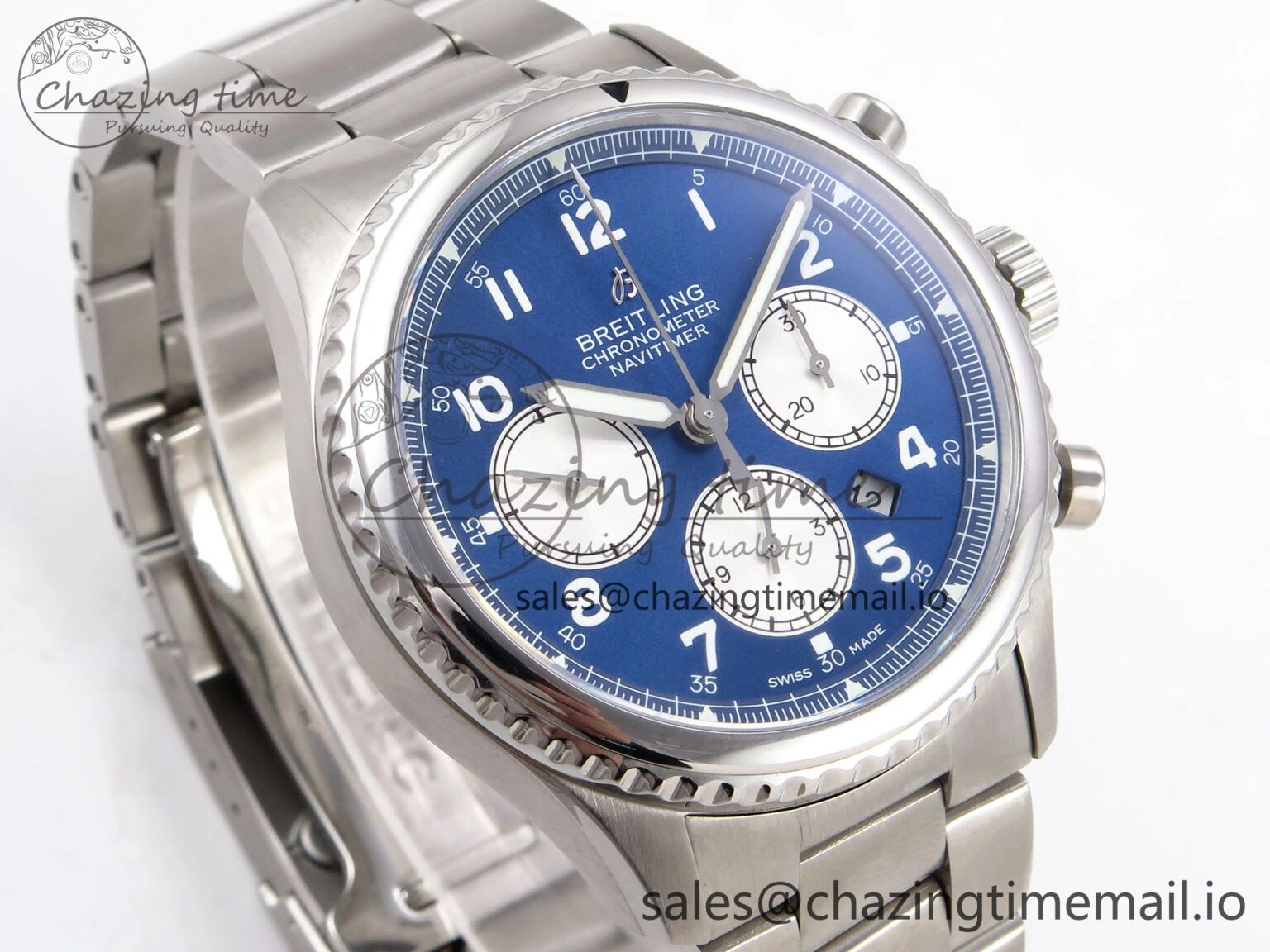 Navitimer 8 B01 Chrono SS EF 1:1 Best Edition Blue Dial on SS Bracelet A7750