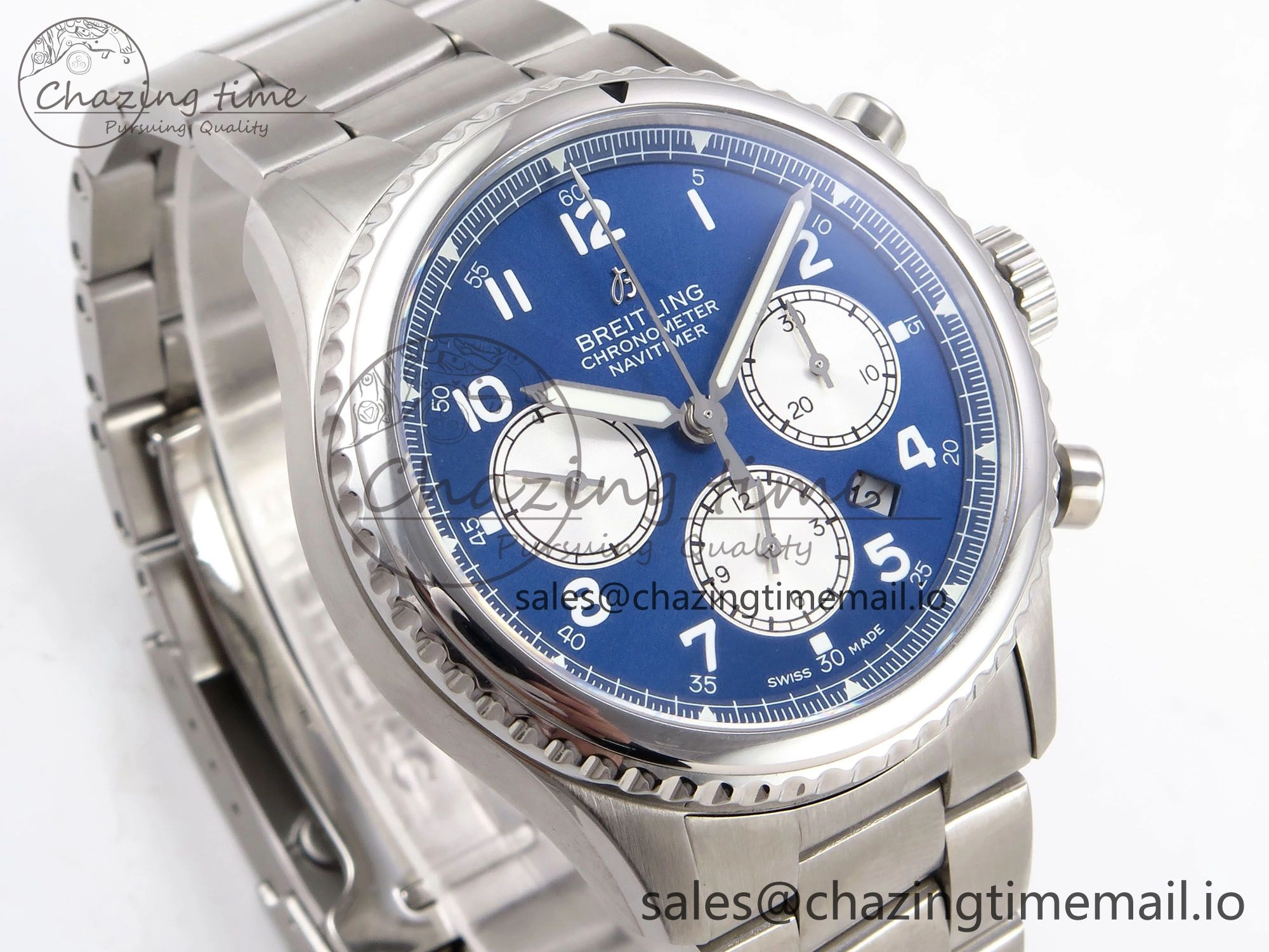 Navitimer 8 B01 Chrono SS EF 1:1 Best Edition Blue Dial on SS Bracelet A7750