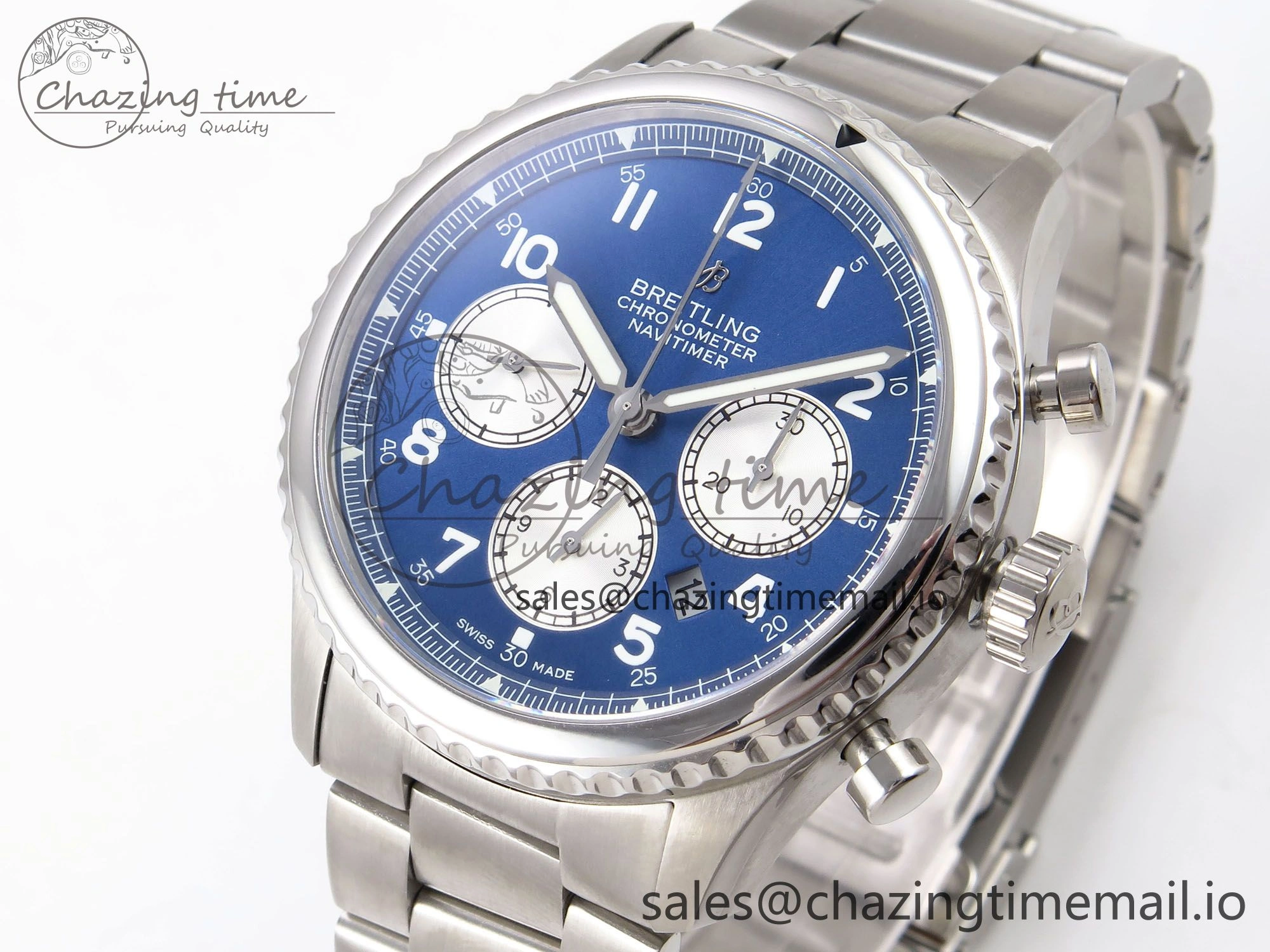 Navitimer 8 B01 Chrono SS EF 1:1 Best Edition Blue Dial on SS Bracelet A7750