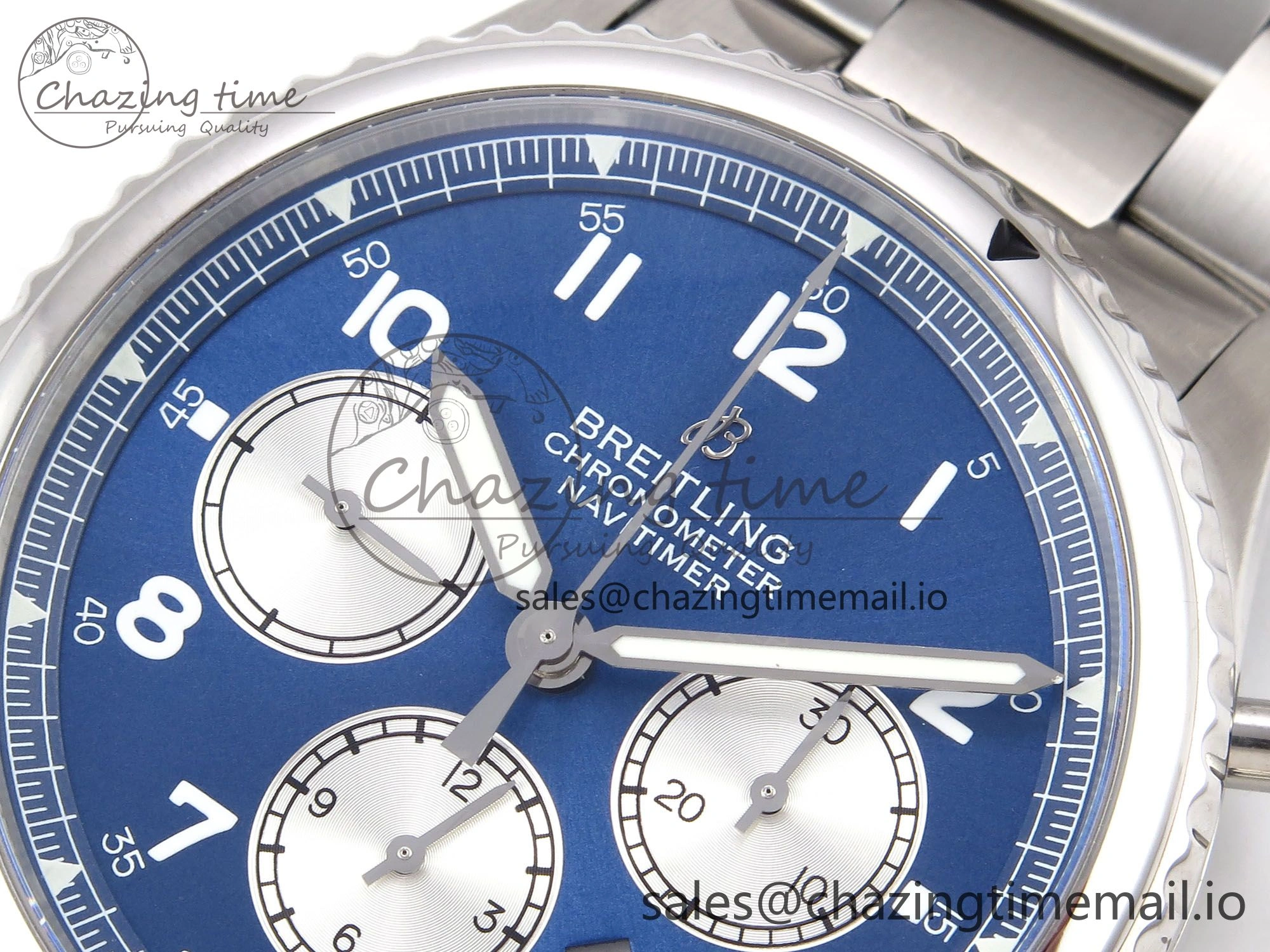 Navitimer 8 B01 Chrono SS EF 1:1 Best Edition Blue Dial on SS Bracelet A7750