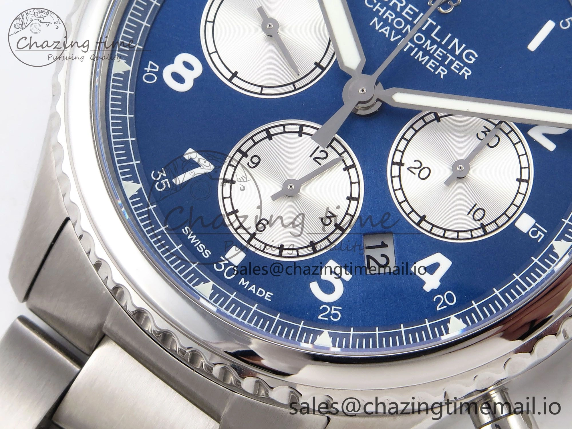 Navitimer 8 B01 Chrono SS EF 1:1 Best Edition Blue Dial on SS Bracelet A7750